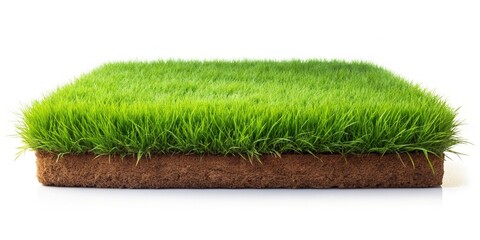 Isolated patch of brown grass surrounded by vibrant lush green lawn, providing ample empty space for overlays, text, or graphics in a serene natural setting.
