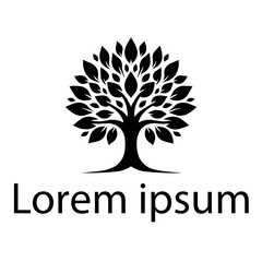 Obraz premium A black yoga tree logo on simple white background