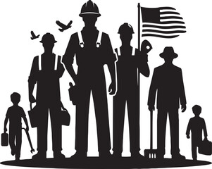 Labor Day Silhouette Vector Illustration