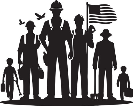 Labor Day Silhouette Vector Illustration