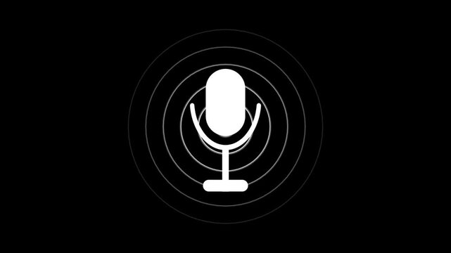 Microphone record concept background. Abstract voice recorder icon animation.