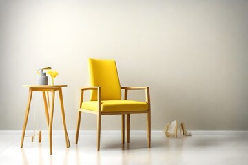 Fototapeta premium Yellow modern chair isolated on white background.