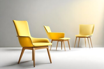 Obraz premium Yellow modern chair isolated on white background.