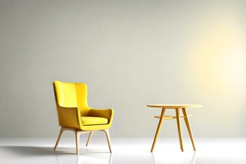 Obraz premium Yellow modern chair isolated on white background.