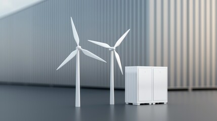 Abstract image of renewable energy innovation hubs, fostering research and development in clean technologies. Illustration, Image, , Minimalism,