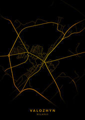 Valozhyn City Map Poster Minimalist - Valozhyn City Modern Wall Art Home Decor Ready to Printable
