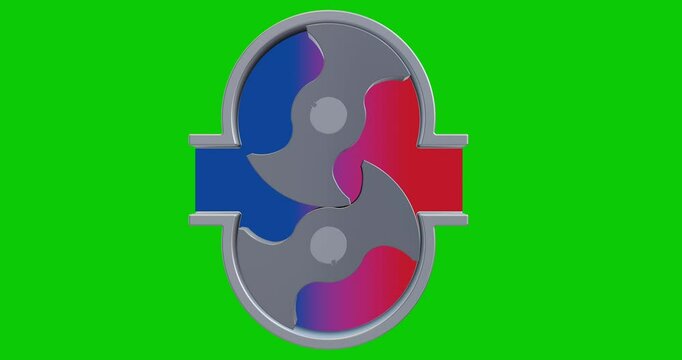Two lobe pump animation; Positive displacement simulation; rotor elements on a green screen