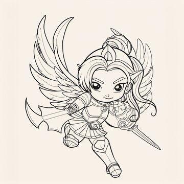 recommend clip art: Cute Valkyrie - A Cartoon Character With Wings And Wings