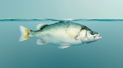 Naklejka premium Diagram explaining the role of sustainable fisheries management in preserving marine biodiversity and sequestering CO2. Illustration, Image, , Minimalism,
