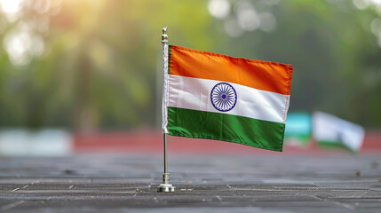Indian flag on a clear transparent background, perfect for overlaying on various designs with copy space.