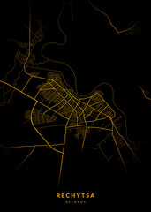 Rechytsa City Map Poster Minimalist - Rechytsa City Modern Wall Art Home Decor Ready to Printable
