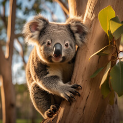 Obraz premium A koala climbing a tree