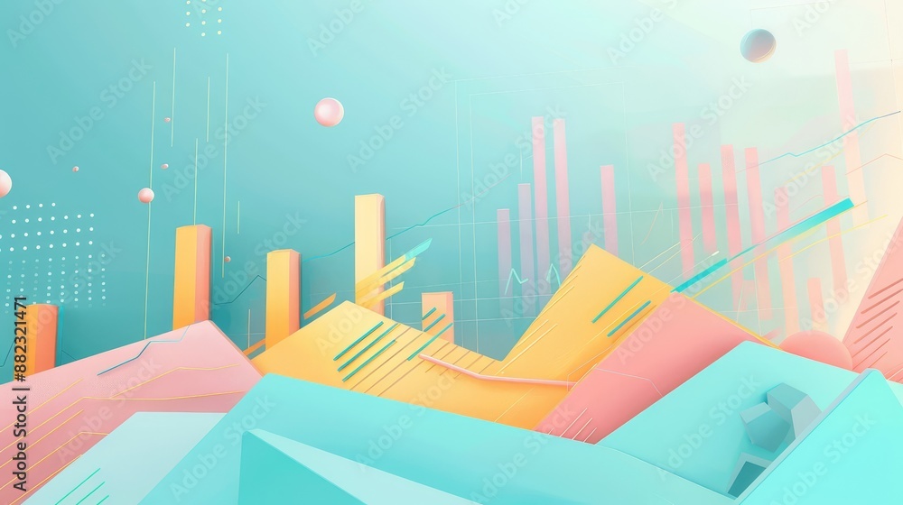 Poster abstract colorful 3d shapes with geometric patterns - a digitally created abstract background with c