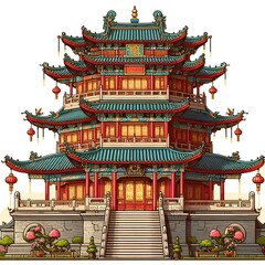 Naklejka premium Japanese temple House vector illustration isolated on a white background