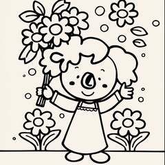 Obraz premium Koala Bear - A Cartoon Character Holding Flowers