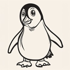 Fototapeta premium Penguin - A Black And White Drawing Of A Penguin
