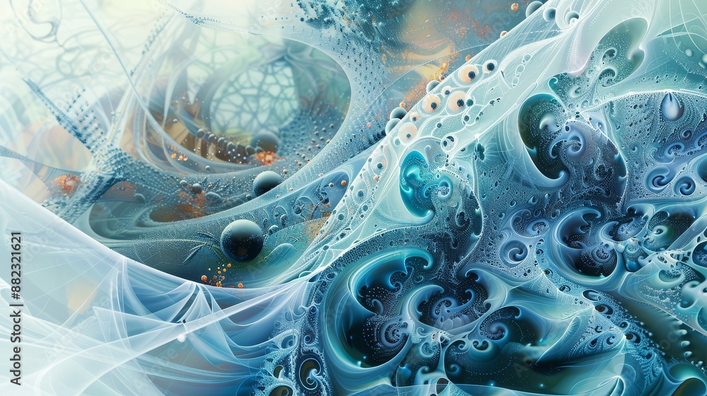Poster abstract fractal artwork - abstract fractal artwork with intricate patterns and textures in blue, cy