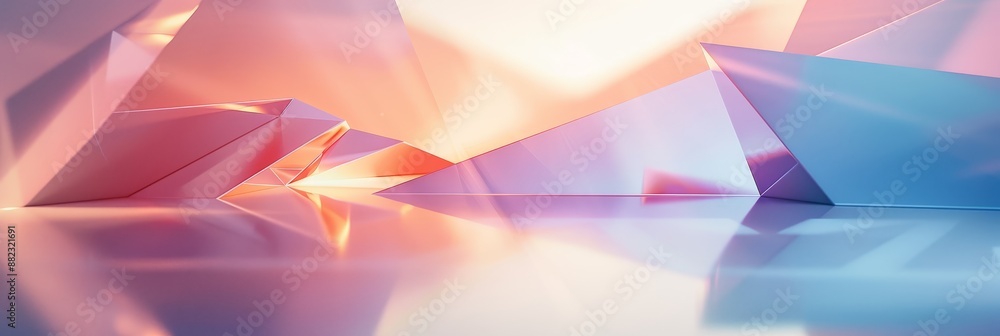 Poster abstract geometric shapes with pink and blue hues - an abstract image featuring geometric shapes in 