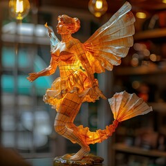 The Birth of Venus - A statue of a woman with wings and fan