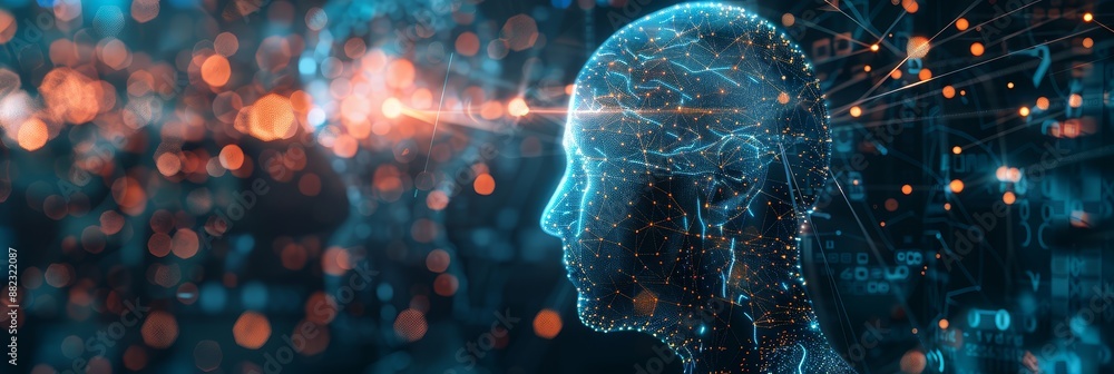 Aufkleber digital mind: a representation of artificial intelligence and the power of technology - a digital re