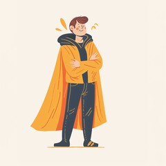 A Parent Wearing A Cape Like A Superhero - A Cartoon Of A Man Wearing A Yellow Cape