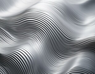 Wavy Silver Metallic 3D Background. Generative AI 