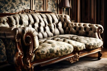 Obraz premium Detail of classic furniture sofa in living room.
