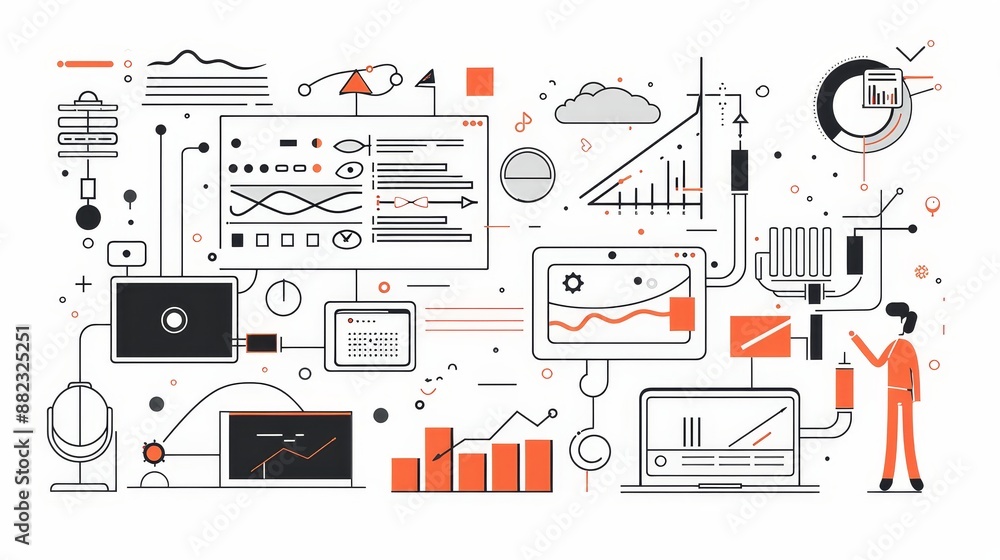 Poster data analysis and business intelligence illustration - an illustration depicting a data analysis pro