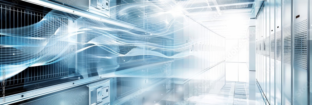 Aufkleber data center interior with abstract lines - an abstract image of a data center interior featuring lin
