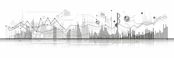 Obraz premium Abstract Data Visualization with Graphs and Charts - Abstract data visualization with graphs and charts representing business and financial data. - Abstract data visualization with graphs and charts r