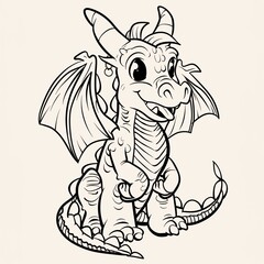 Obraz premium Cute Mythical Dragon - A Cartoon Of A Dragon