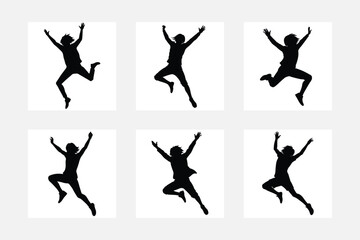 set of silhouettes of sprinter runner with different poses, gestures. isolated on white background. vector illustration.