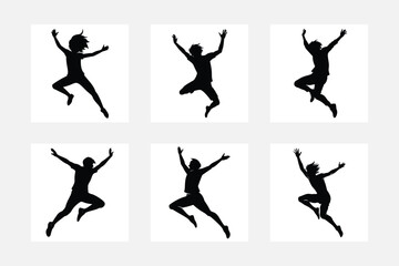 set of silhouettes of sprinter runner with different poses, gestures. isolated on white background. vector illustration.