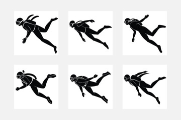 Vector silhouette of a who is diving