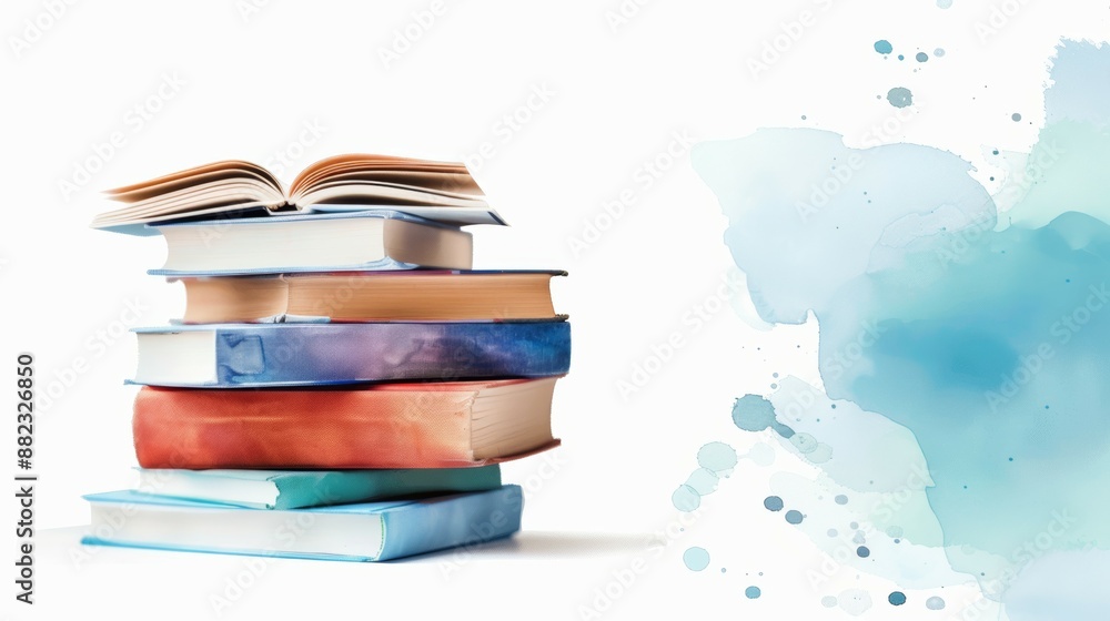 Poster a stack of books with one open