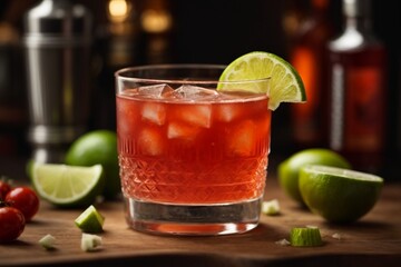 Caesar Cocktail: A Canadian cocktail made with vodka, Clamato juice, hot sauce, and Worcestershire sauce, typically garnished with celery and a lime wedge.

