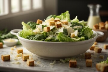 Caesar Salad: A salad made with romaine lettuce, croutons, Parmesan cheese, and a Caesar dressing.

