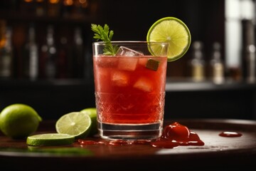 Caesar Cocktail: A Canadian cocktail made with vodka, Clamato juice, hot sauce, and Worcestershire sauce, typically garnished with celery and a lime wedge.

