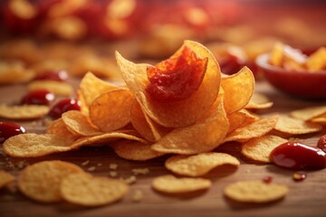 Ketchup Chips: Potato chips flavored with a tangy ketchup seasoning, a popular snack in Canada.

