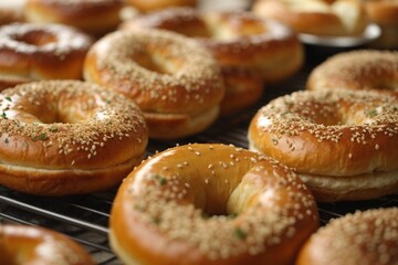 Montreal-style Bagels: Smaller, denser bagels with a slightly sweet flavor, often boiled in honey-sweetened water before baking.

