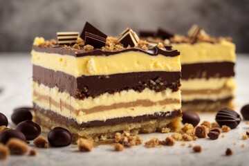 Nanaimo Bar: A layered dessert bar consisting of a crumbly base, custard-flavored middle, and a chocolate topping.

