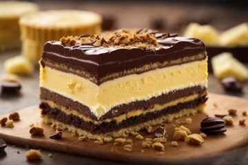 Nanaimo Bar: A layered dessert bar consisting of a crumbly base, custard-flavored middle, and a chocolate topping.

