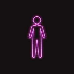 Man toilet signs in neon lights animation. Flicker, In-Out sign. WC Toilet Neon Sign with Male icons glowing Light on  black background.