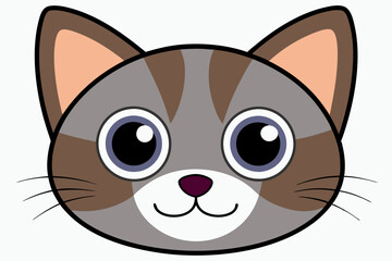 The cats face is the primary focus, with a large, rounded head and prominent, exaggerated features.