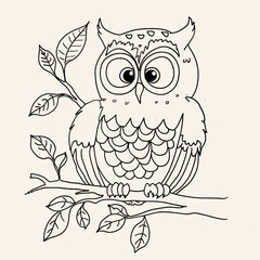 Naklejka premium Animals Scene - A Drawing Of An Owl On A Branch
