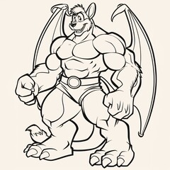 Fototapeta premium Giant Bat With No Smile And No Tale - A Cartoon Of A Dragon