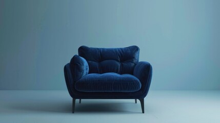 armchair on a light velour blue background