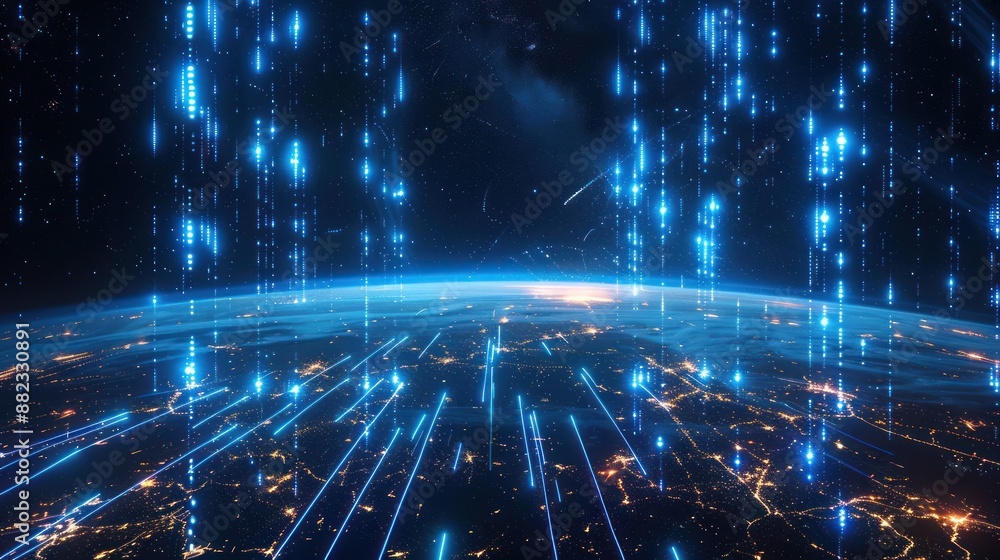 Aufkleber a stunning visual representation of digital data streams connecting the globe, highlighting the futu