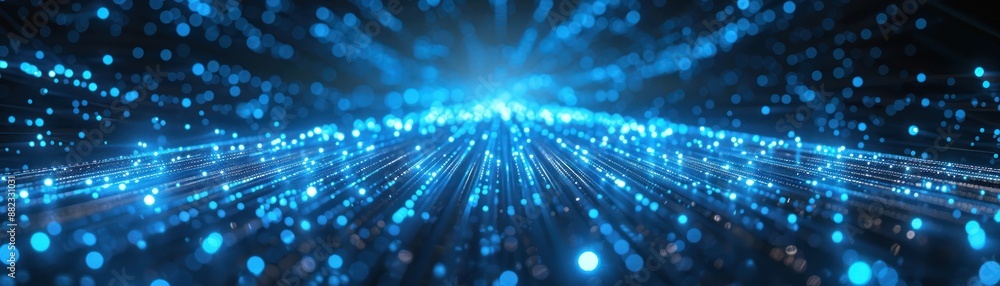 Poster abstract digital blue glowing lines background creating a high-tech, futuristic visual effect, perfe