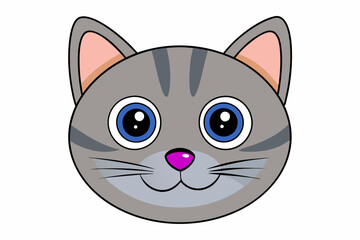 The cats face is the primary focus, with a large, rounded head and prominent, exaggerated features.
